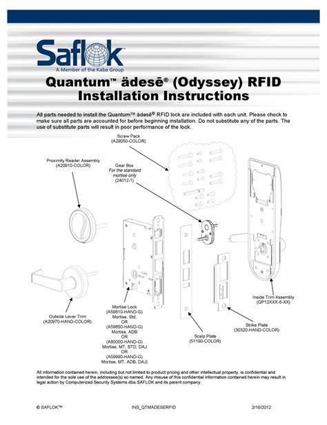 saflok quantum rfid installation instructions